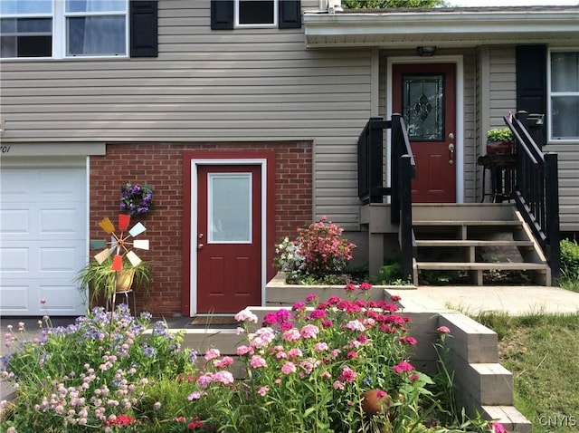 entrance to property with a garage