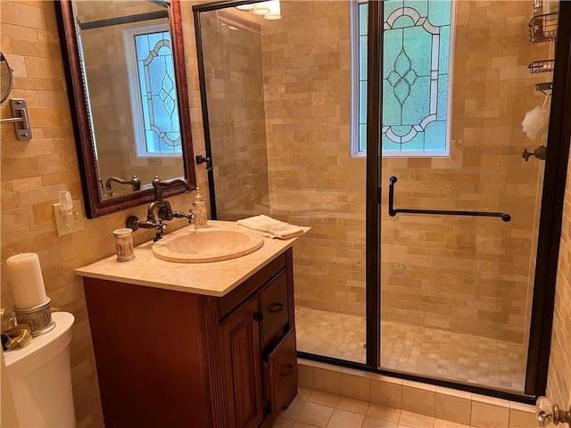 1470 State Route 19, Middlebury, NY 14591 - full bathroom with vanity, a stall shower, and tile walls