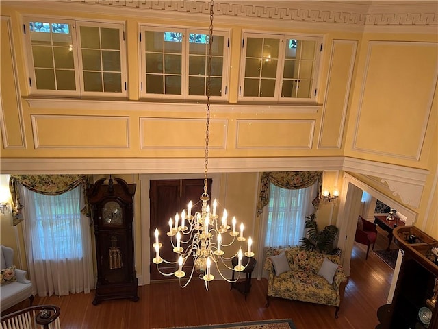 1470 State Route 19, Middlebury, NY 14591 - detailed view of a chandelier, a decorative wall, and wood finished floors