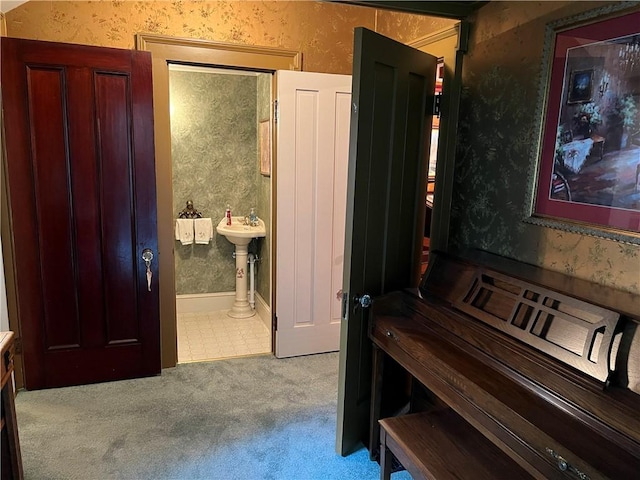 1470 State Route 19, Middlebury, NY 14591 - hall with carpet floors and a sink