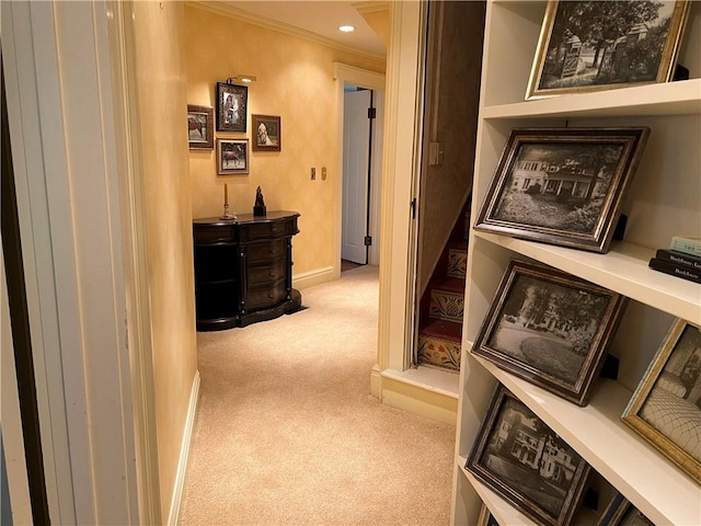 1470 State Route 19, Middlebury, NY 14591 - corridor featuring carpet floors, crown molding, and recessed lighting