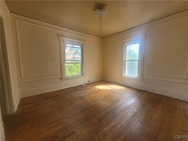 spare room featuring dark wood-type flooring