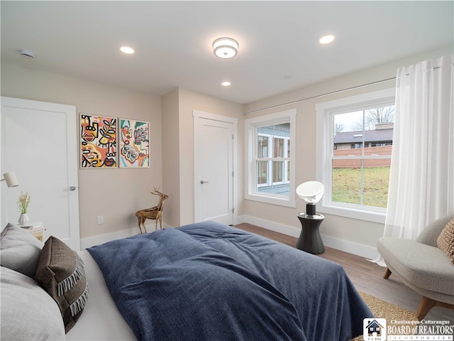 bedroom with hardwood / wood-style flooring