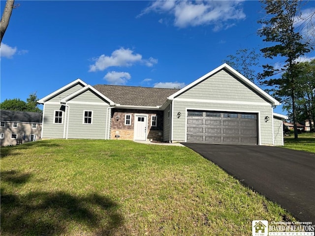113 Warwick Rd, Ellicott, NY 14701 - ranch-style home with an attached garage, driveway, and a front yard