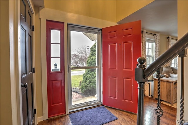 foyer entrance featuring hardwood / wood-style floors