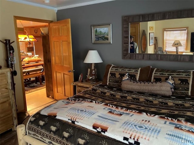 bedroom featuring ornamental molding