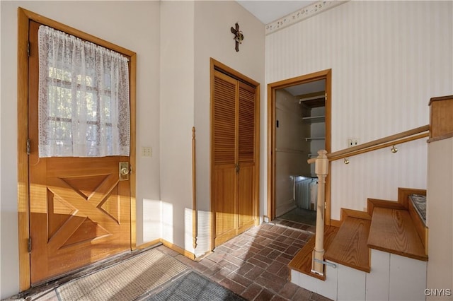 doorway with radiator heating unit