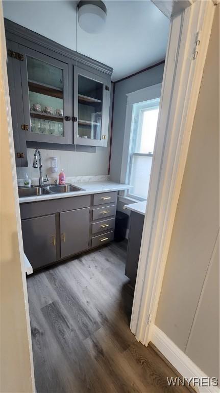 kitchen featuring dark hardwood / wood-style floors and sink