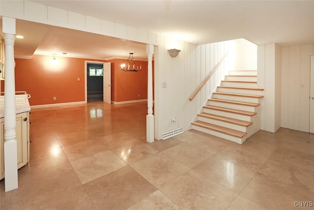 interior space with a notable chandelier