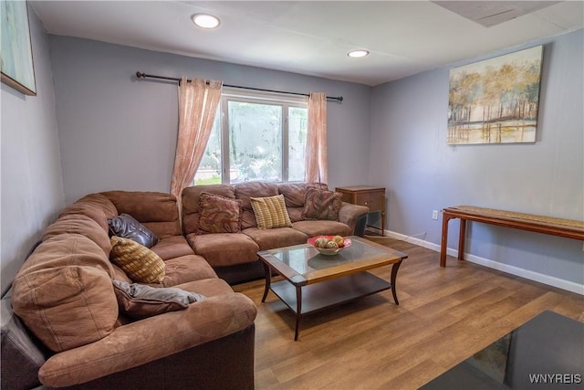 living room featuring light wood-type flooring