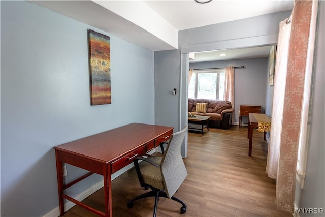 home office featuring light wood-type flooring