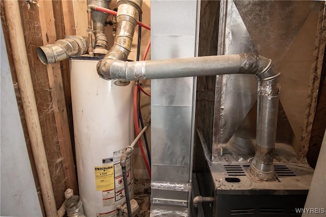 utility room featuring water heater