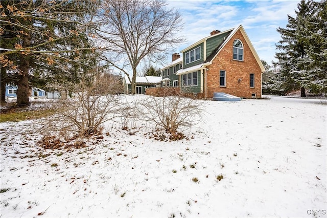 view of snow covered exterior