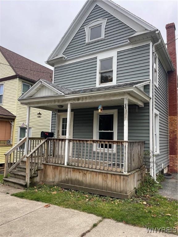 view of front of home featuring covered porch