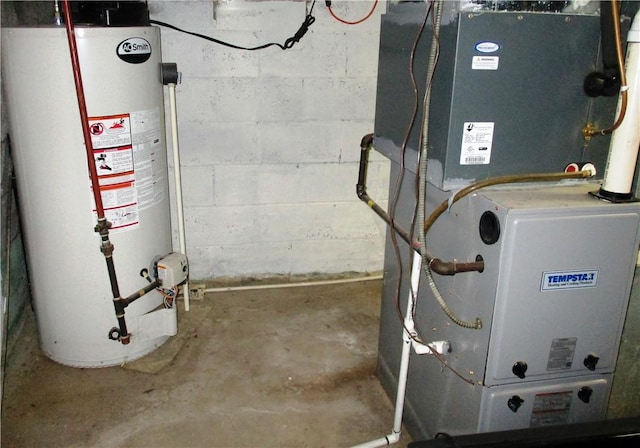 utilities featuring heating unit and water heater