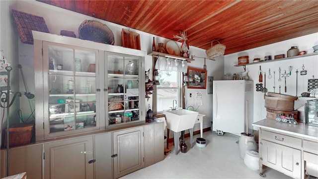 interior space featuring white refrigerator