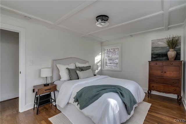 bedroom featuring dark hardwood / wood-style flooring