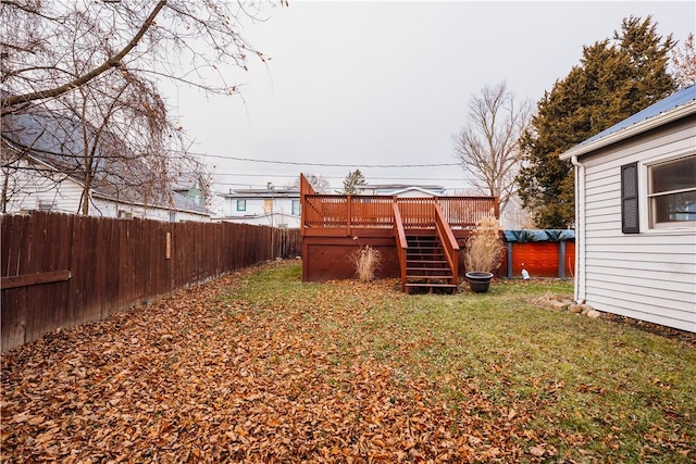 view of yard with a deck