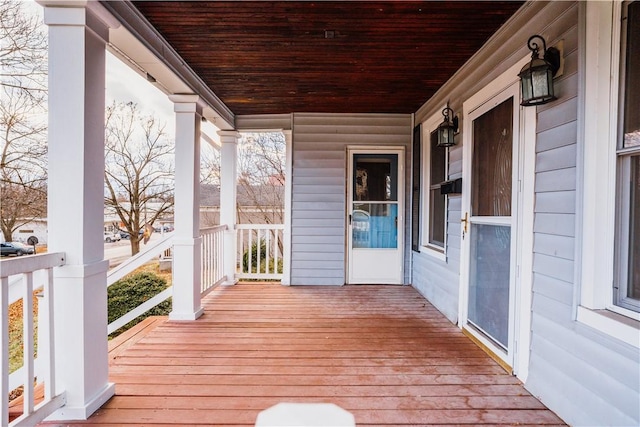 deck with covered porch