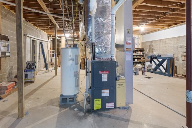 utility room featuring electric water heater