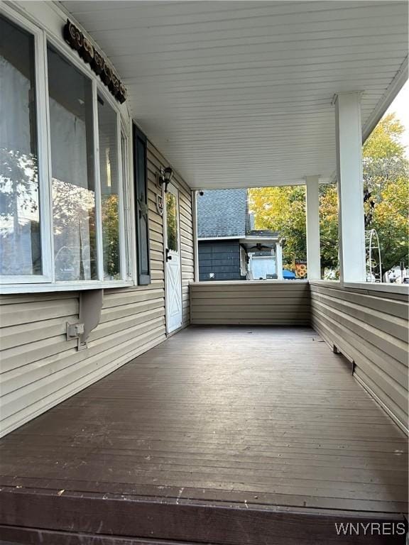 wooden deck featuring a porch