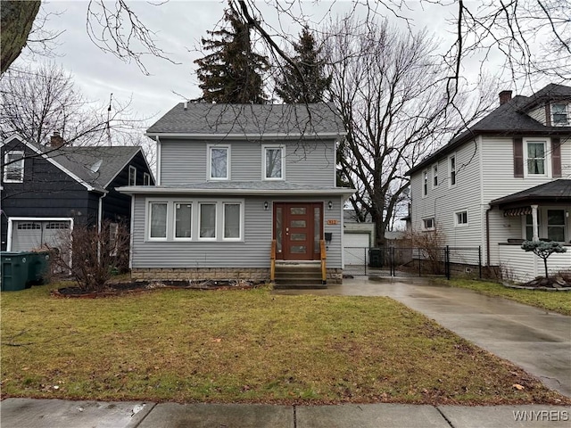 view of property featuring a front lawn