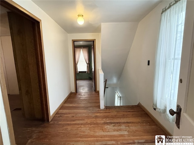 hallway featuring dark hardwood / wood-style floors