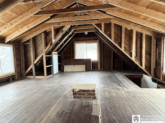 view of unfinished attic