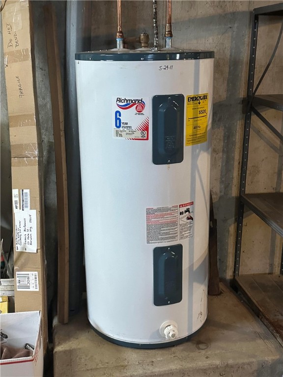 utility room featuring water heater