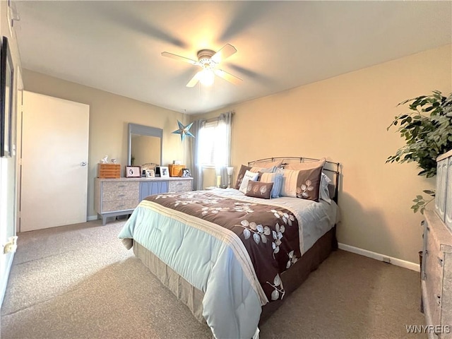 bedroom featuring carpet flooring and ceiling fan