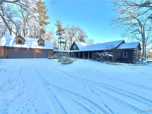 exterior space with a garage