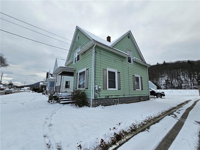 view of snow covered exterior