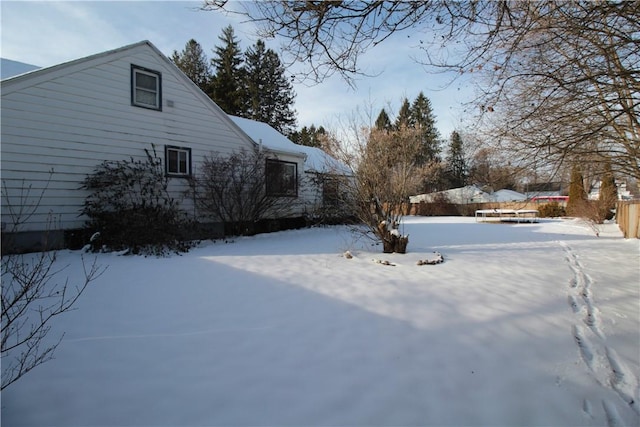 view of snow covered property