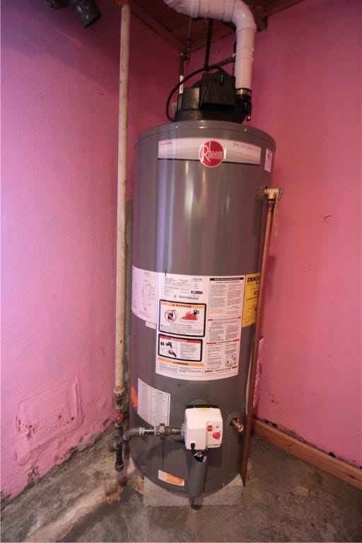 utility room featuring water heater