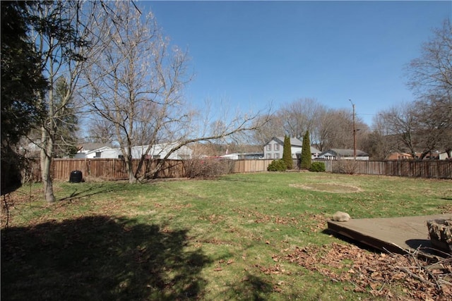 view of yard featuring a fenced backyard