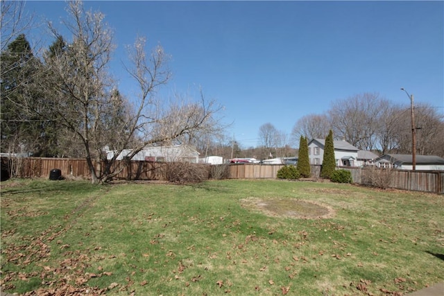 view of yard featuring a fenced backyard