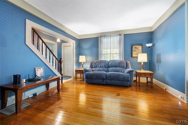 living room with wood-type flooring