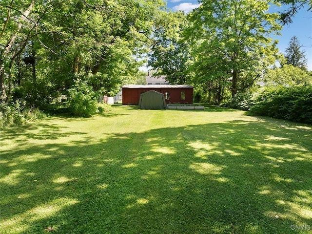 view of yard featuring an outbuilding