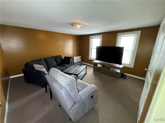 living room with carpet flooring