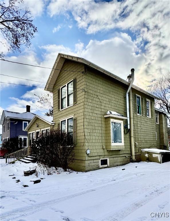 view of snow covered exterior