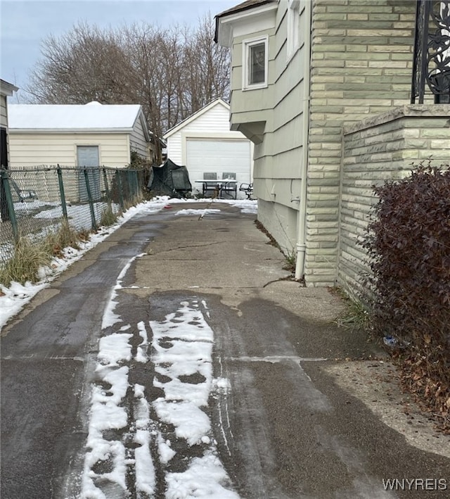 view of snow covered exterior