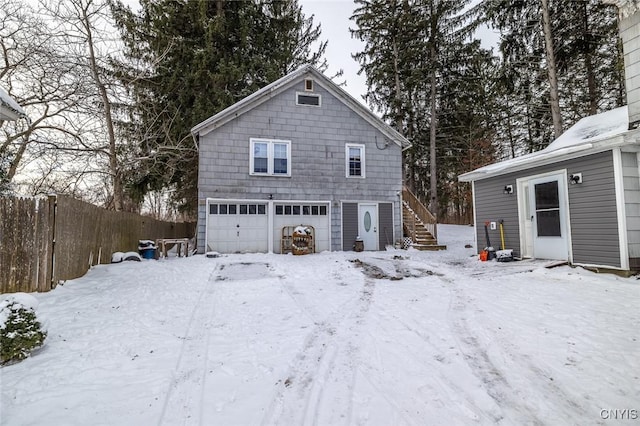 exterior space with a garage