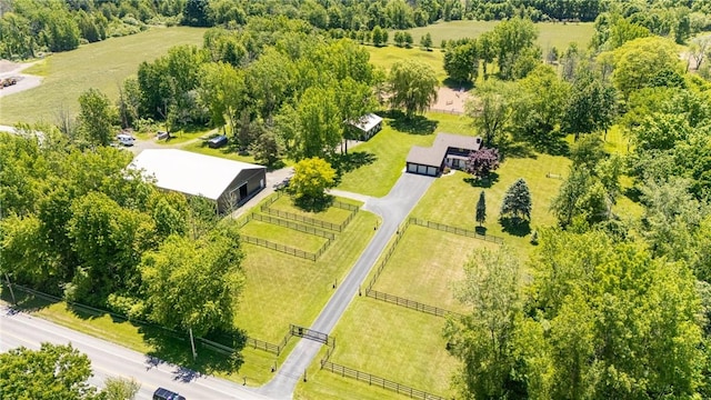 drone / aerial view with a rural view