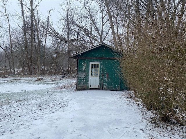 view of snow covered structure