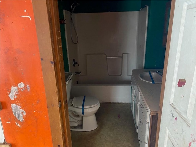 full bathroom featuring shower / tub combination, vanity, and toilet