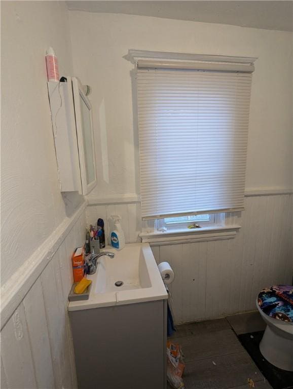 bathroom featuring vanity and toilet