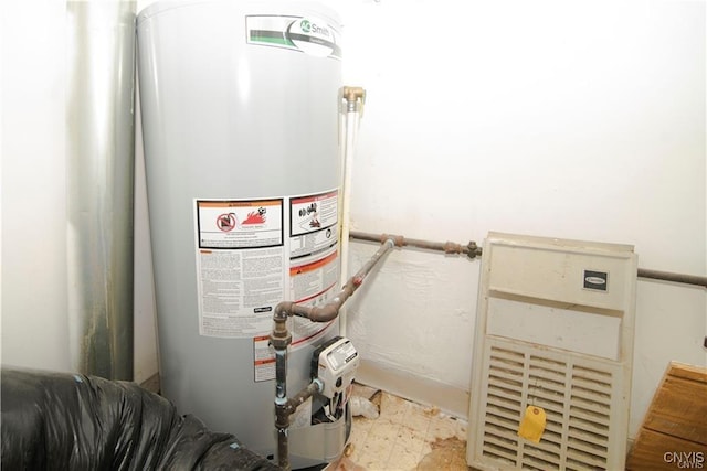 utility room with water heater