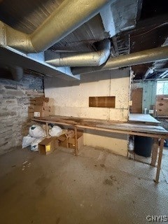 basement featuring a workshop area