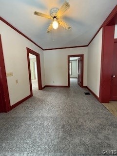 empty room featuring ceiling fan