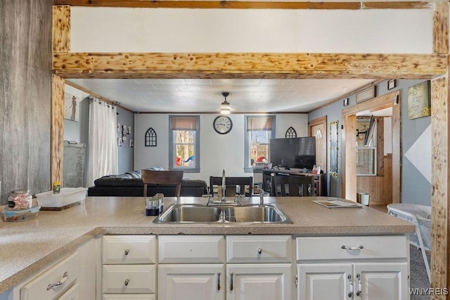 kitchen featuring white cabinetry and sink